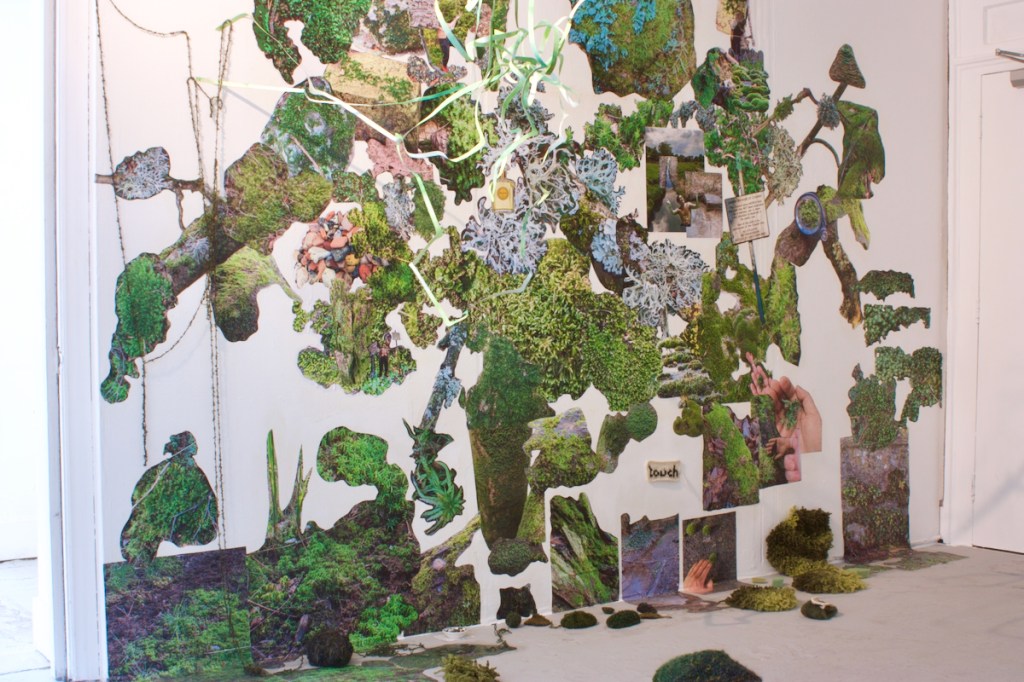 mossy mural, lots of shades of green